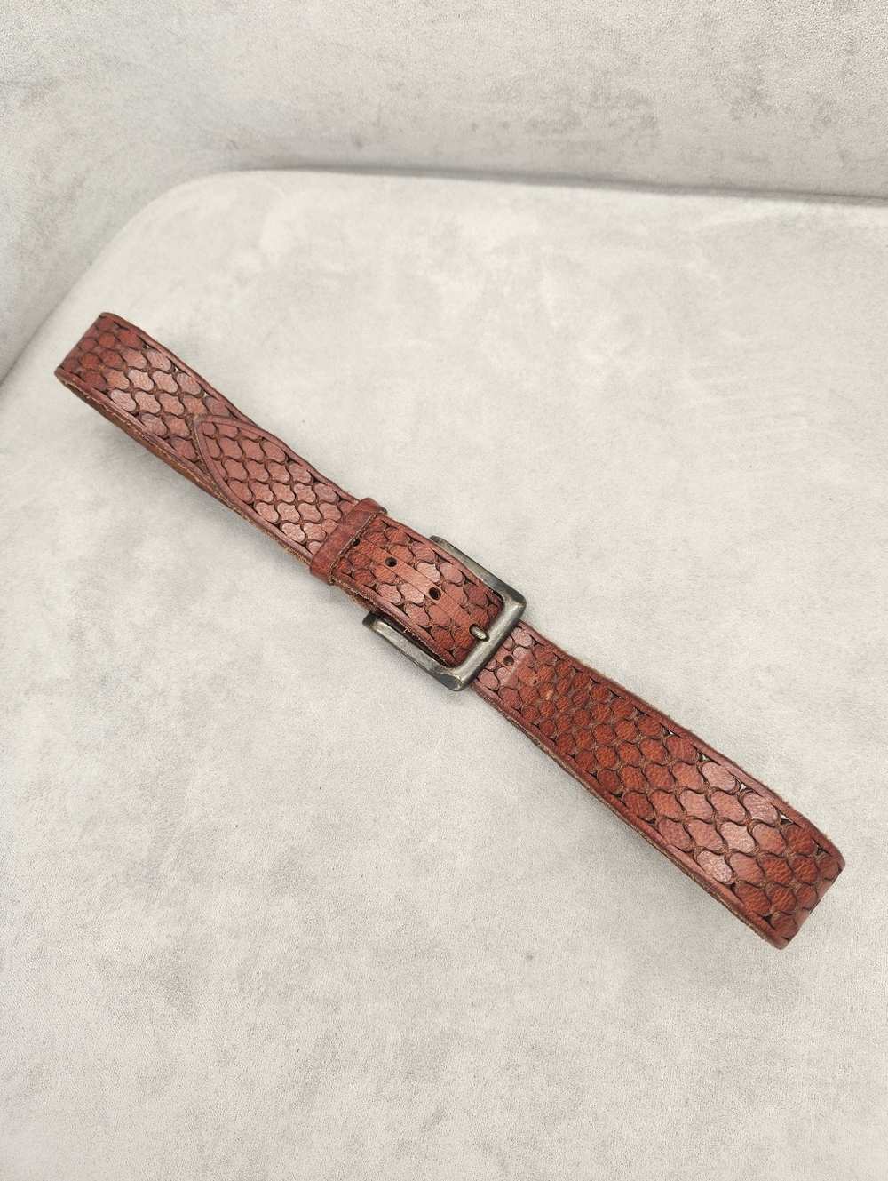 Brave Belt Men's 36 Brown Italy Leather Perforated Heavy Duty Casual Made Canada